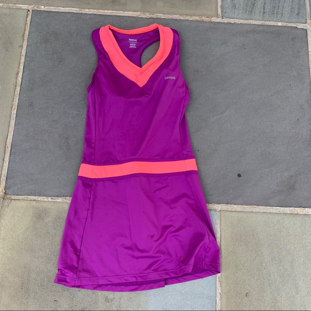 athletic tennis dress w built in bra (purple/pink)